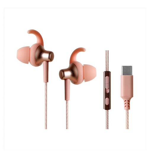 Type-C Metal In-Ear Earphones with Wings Model: 8447T# (Pink)