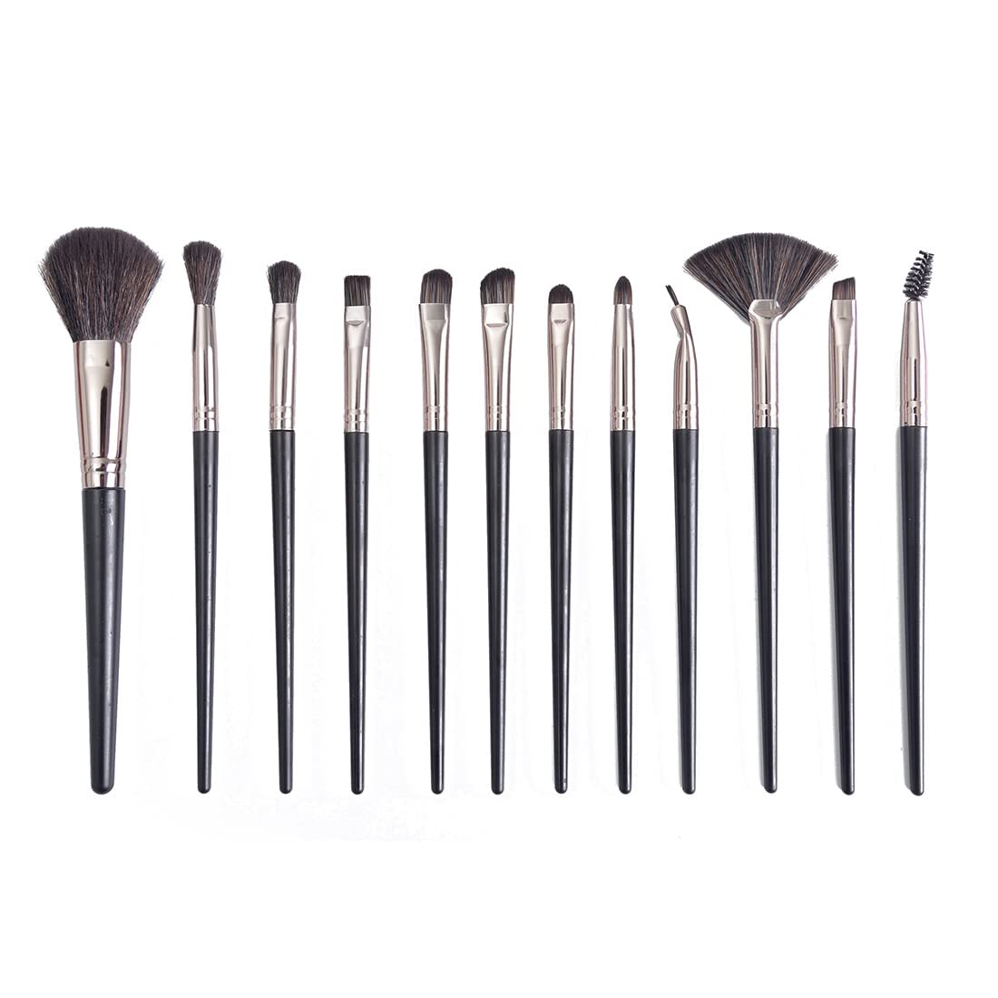 Premium Classic Makeup Brush Set (12 pcs)(Black)