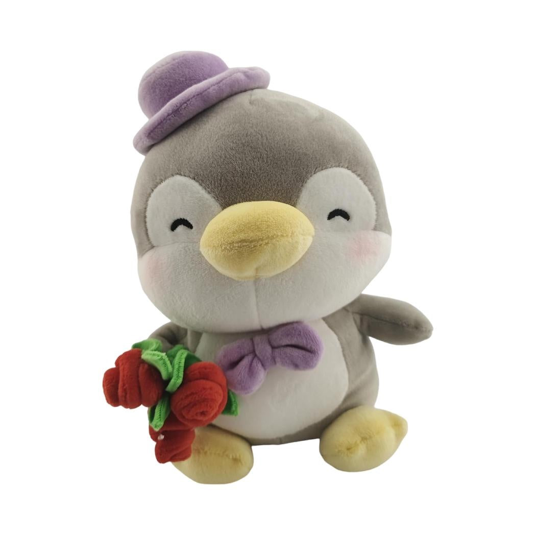 Mini Family Flower Grey Penguin Plush Toy 8in