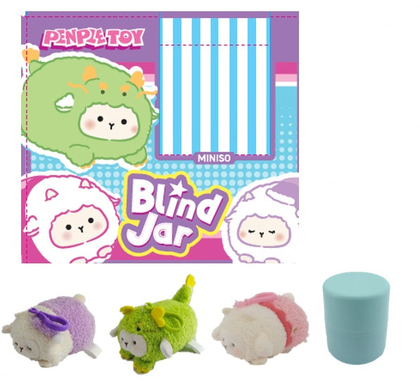 Mini Family - Sheep Surprise Jar Plush Toy(4in. Lying Cici Costume Pendant, 3 Assorted Models: Pink, Purple, Green)