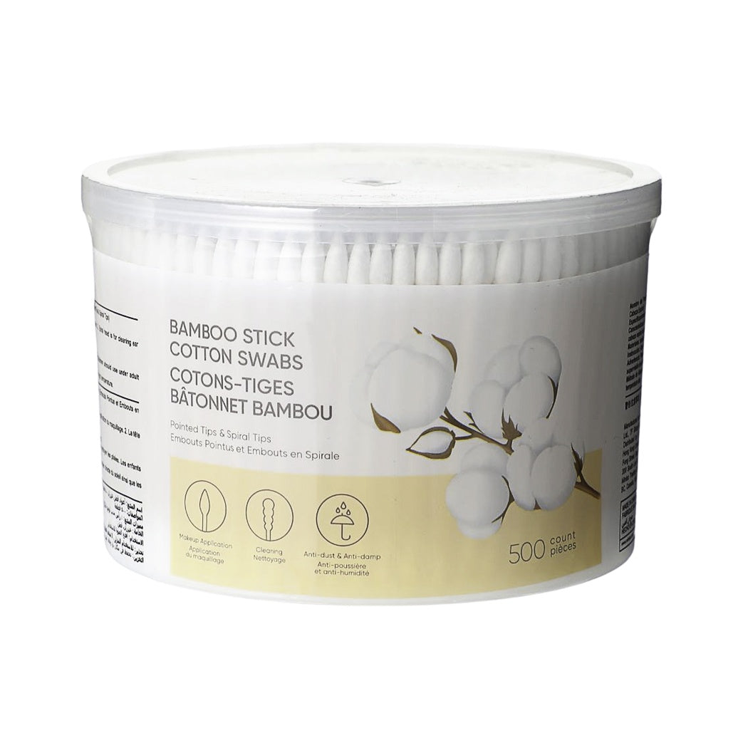 Bamboo-Stick Cotton Swabs, 500 Pack