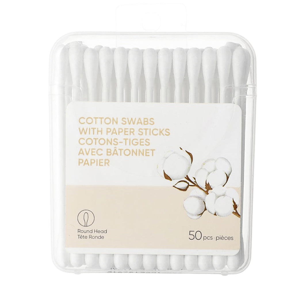Paper-Stick Cotton Swabs, 50 Pack