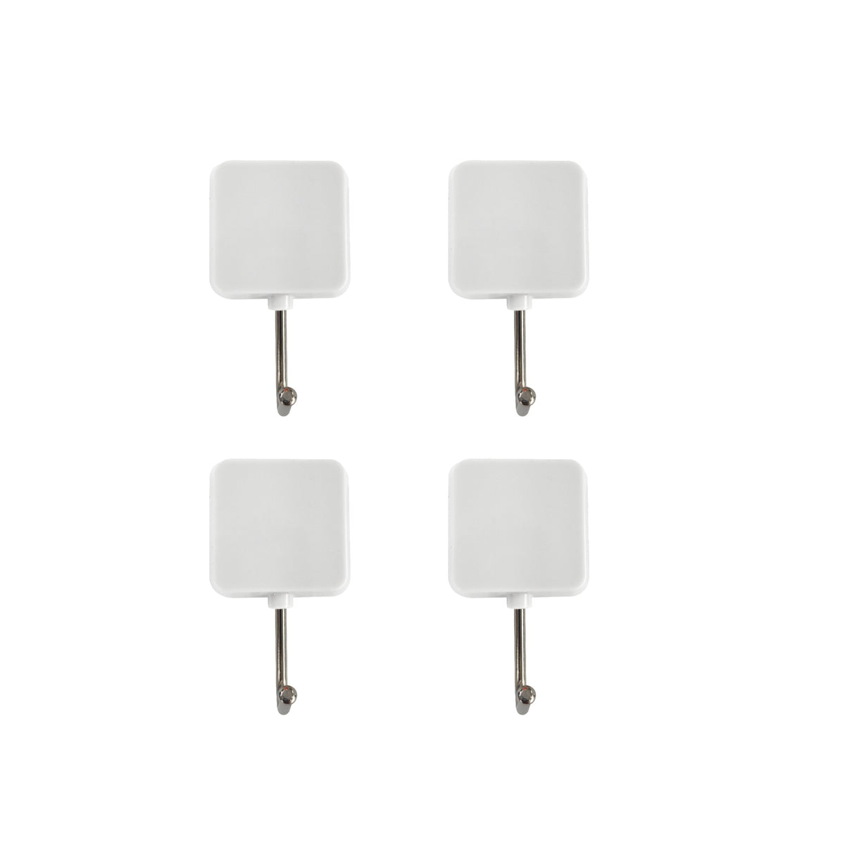 White Square Adhesive Hooks, 4 Pack