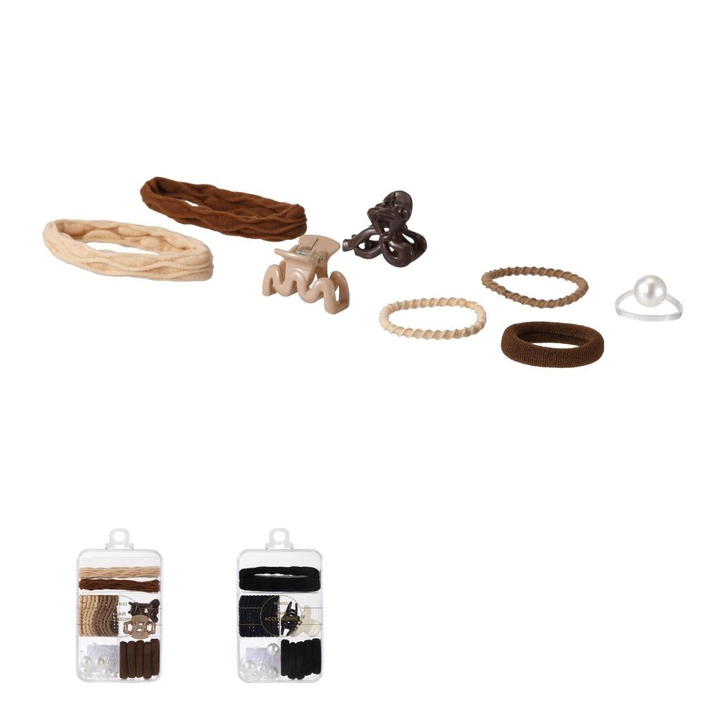Basic Series Claw Clip & Rubber Band Set (Random Design)