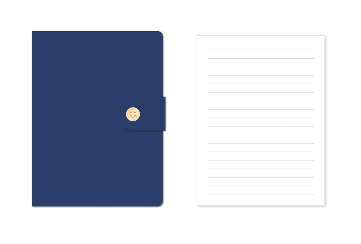 Minimalism Retro Collection B6 Leather Cover Snap Book (120 Sheets) (Midnight Blue)