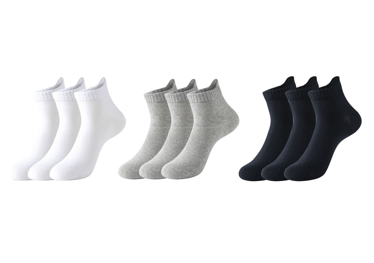 Men's Solid Color 3D Heel Ankle Socks (3 Pairs) (Random Design)