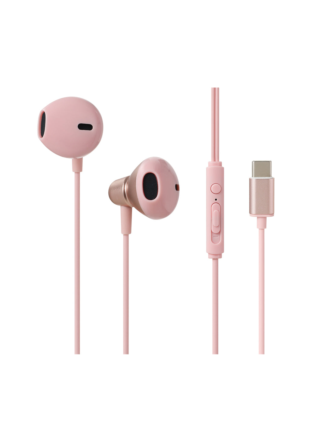 Type-C Classic Metal Half-in-ear Earphones Model: 8458T# (Pink)