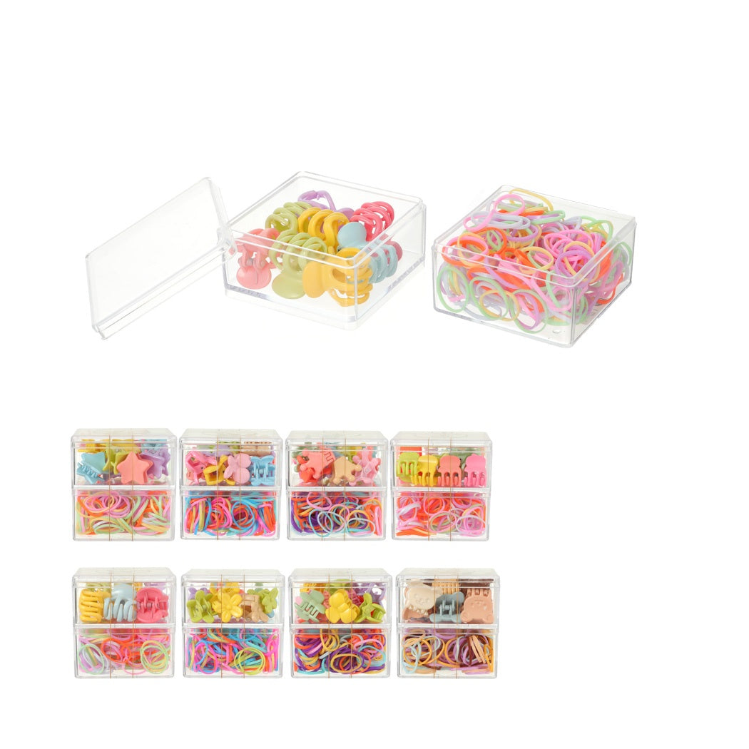 Basic Series Double-Layer Hair Claw Clips & Hair Ties (220 pcs) (Random Design)