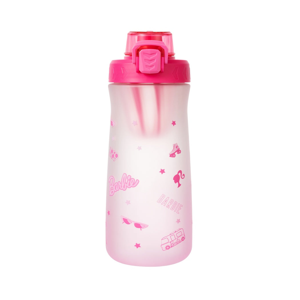 Barbie Collection Plastic Bottle with One-Touch Flip Top Lid 1100mL (Rosy)