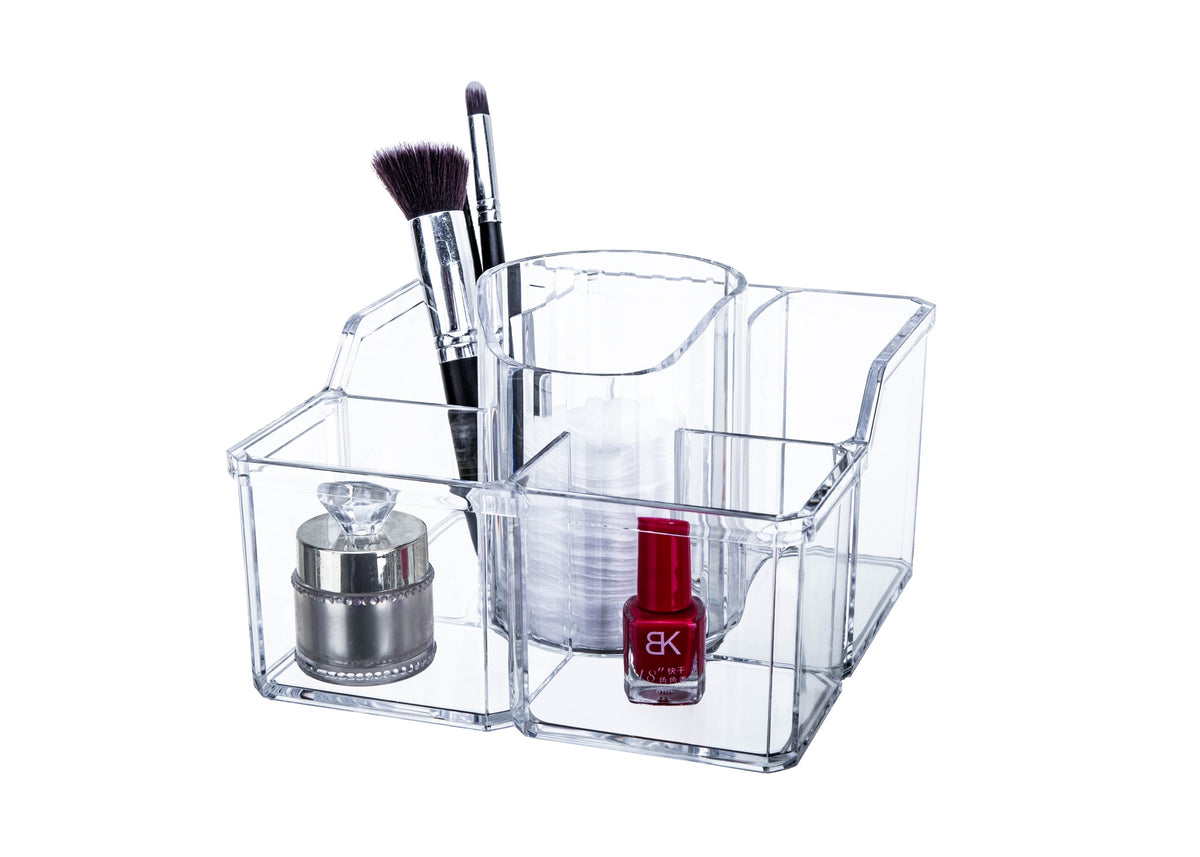 Transparent Multi-Compartment Makeup Organizer