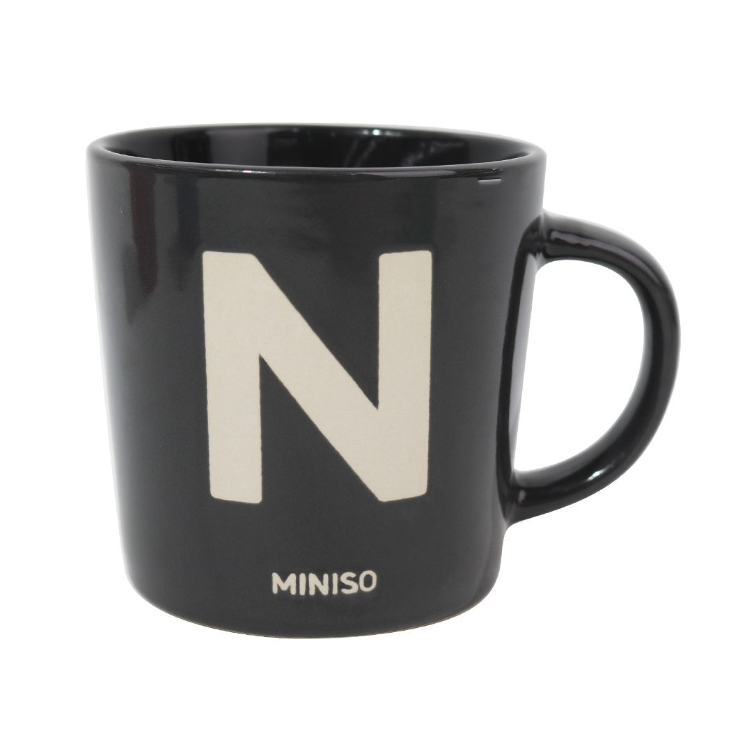 Minimalist Alphabet Ceramic Mug 340mL (Black)