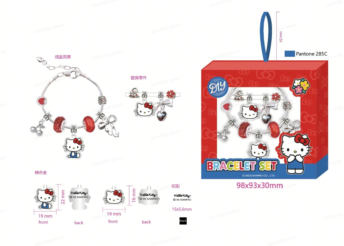 Hello Kitty Metal Pendant DIY Bead Bracelet Making Kit (PDQ)