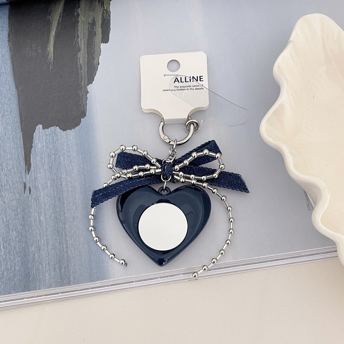 Blue Denim Series Heart Mirror Keychain