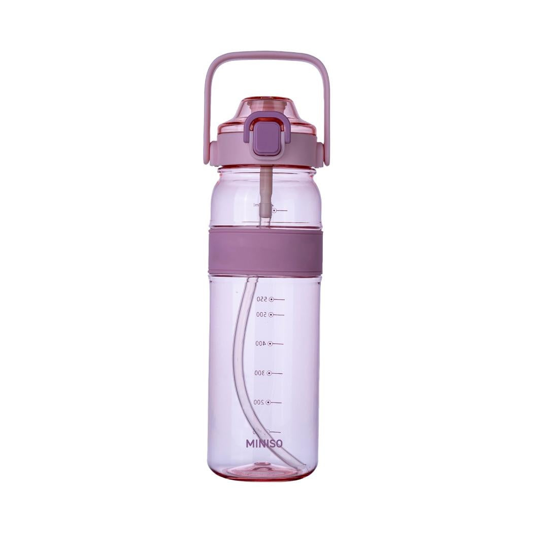 Sports Plastic Bottle with Straw and Pop-Up Lid 1000mL (Pink)