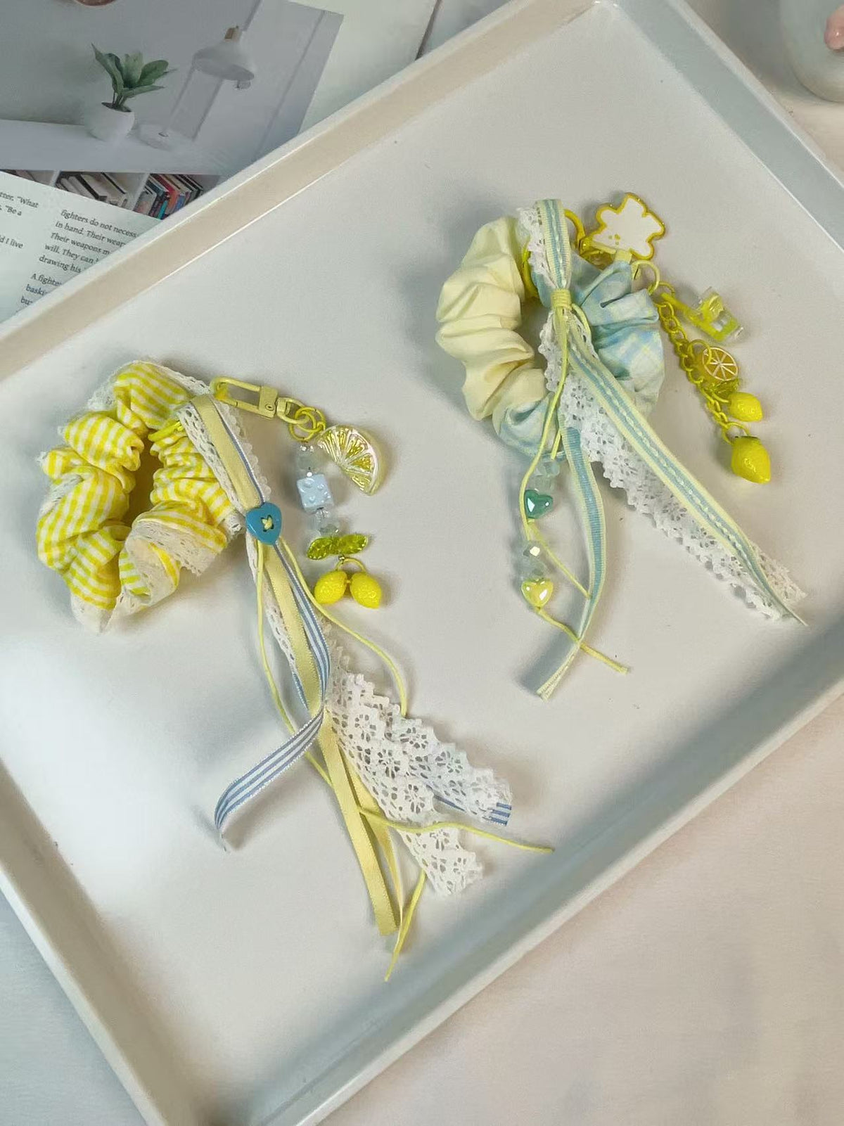 Lemon Sea Salt Series Korean Style Hair Tie Keychain