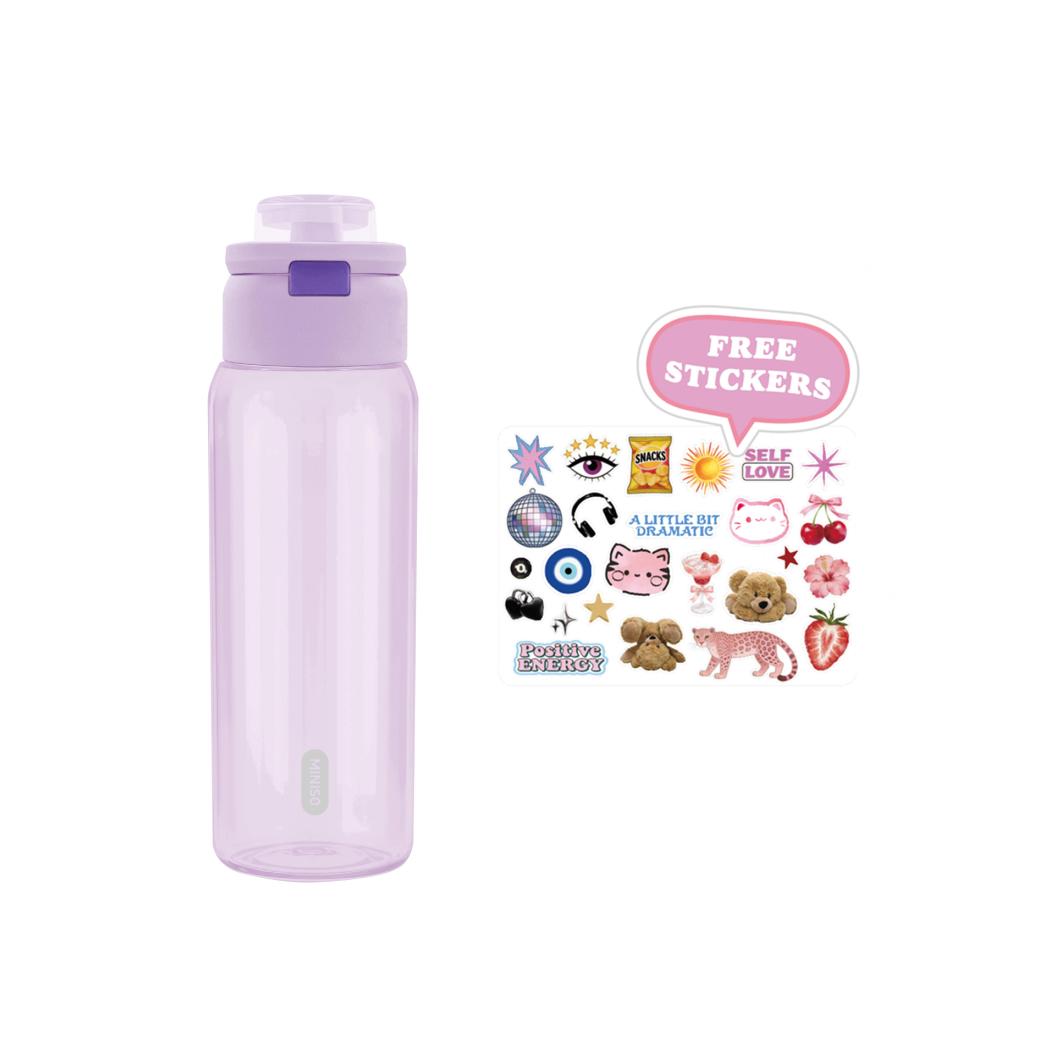 Flip-Lid Dual-Drinking Plastic Bottle 950 mL(Purple)