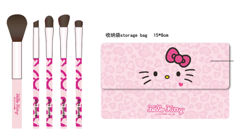 Hello Kitty Spicy Honey Collection 5-Piece Makeup Brush Set (with Storage Bag)