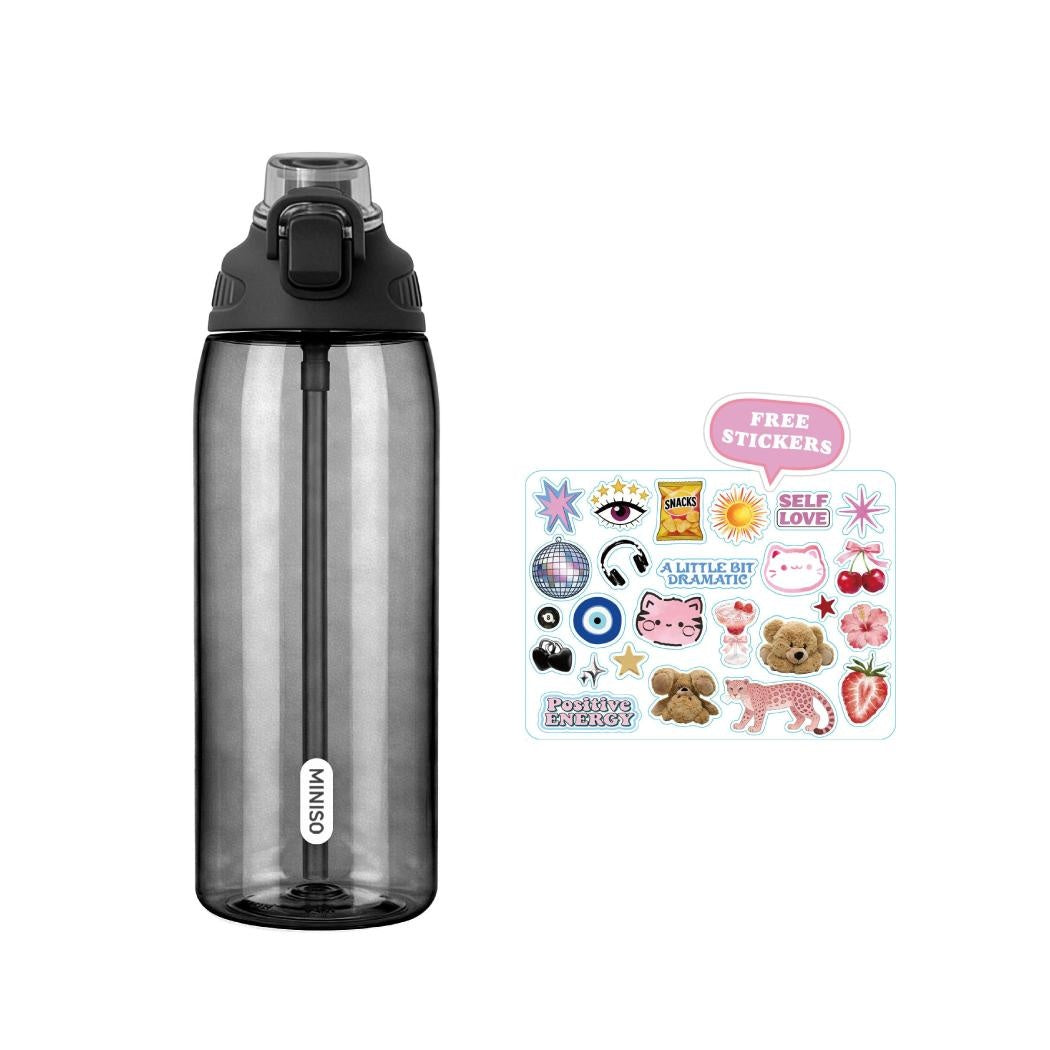 Flip-Top Straw Bottle 1030mL - Dark Grey