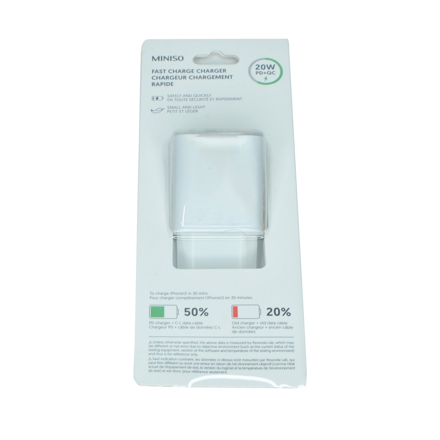 20W PD+QC Fast Charge Charger with USB+Type-C Ports Model: RWD020C-EU2