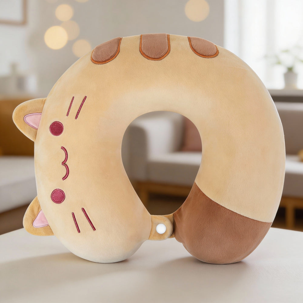 Cat Memory Foam Neck Pillow(Brown)