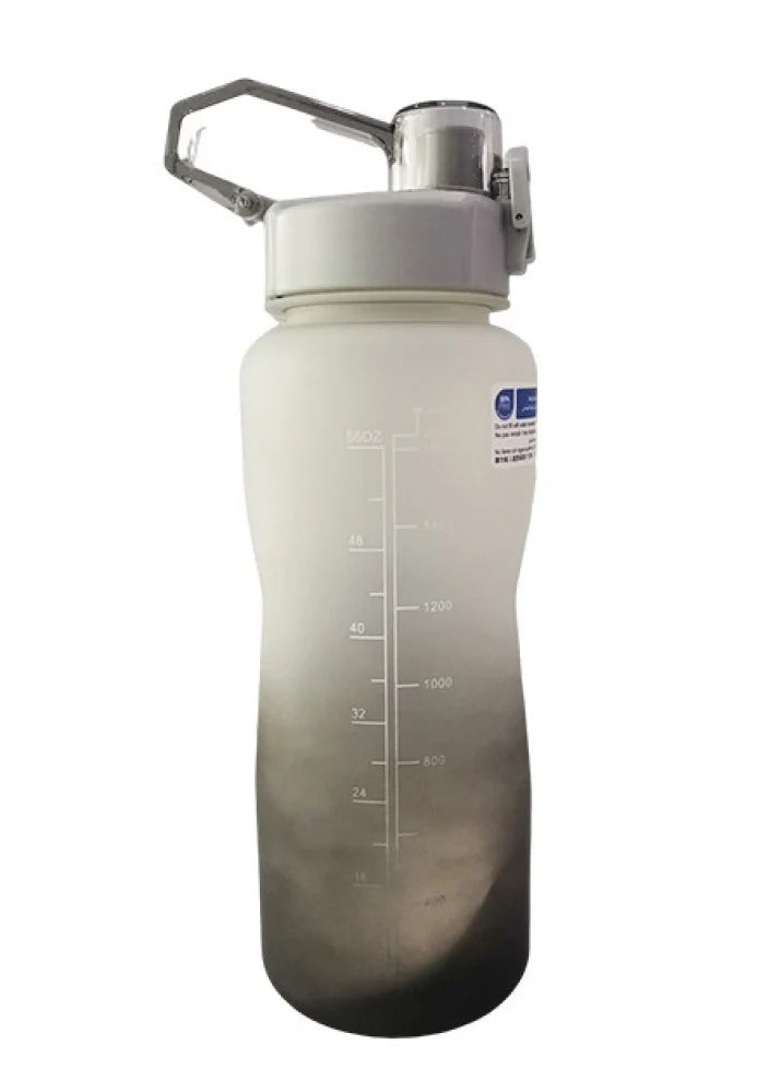 Large Capacity Gradient Color Water Bottle with Handle, 2L(Black & White)