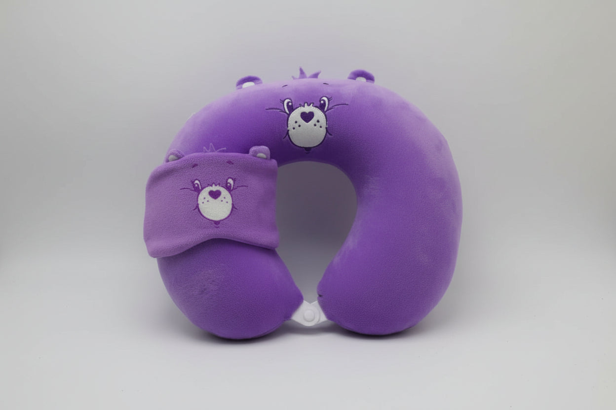 Care Bears Collection Neck Pillow with Sleep Mask (Purple)