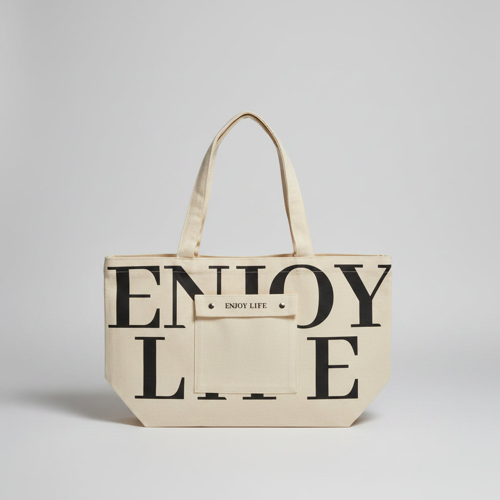 Alphabet Series Canvas Shopping Bag(White)