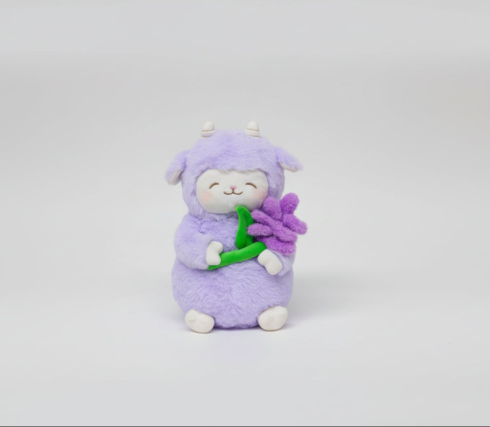 Lamb Baa YUMYUM Collection 11in. Cici Holding Flower Plush Toy (Purple, Holding Lavender)