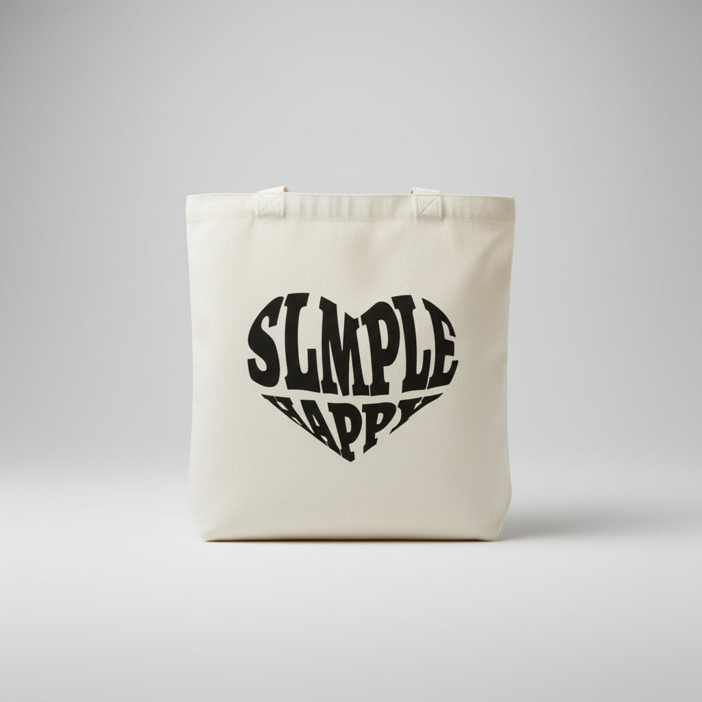 Simple Heart-Pattern Flat Shopping Bag
