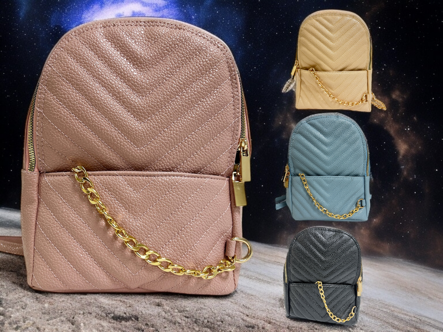 Chain bagback -Pink, Biage Blue,black