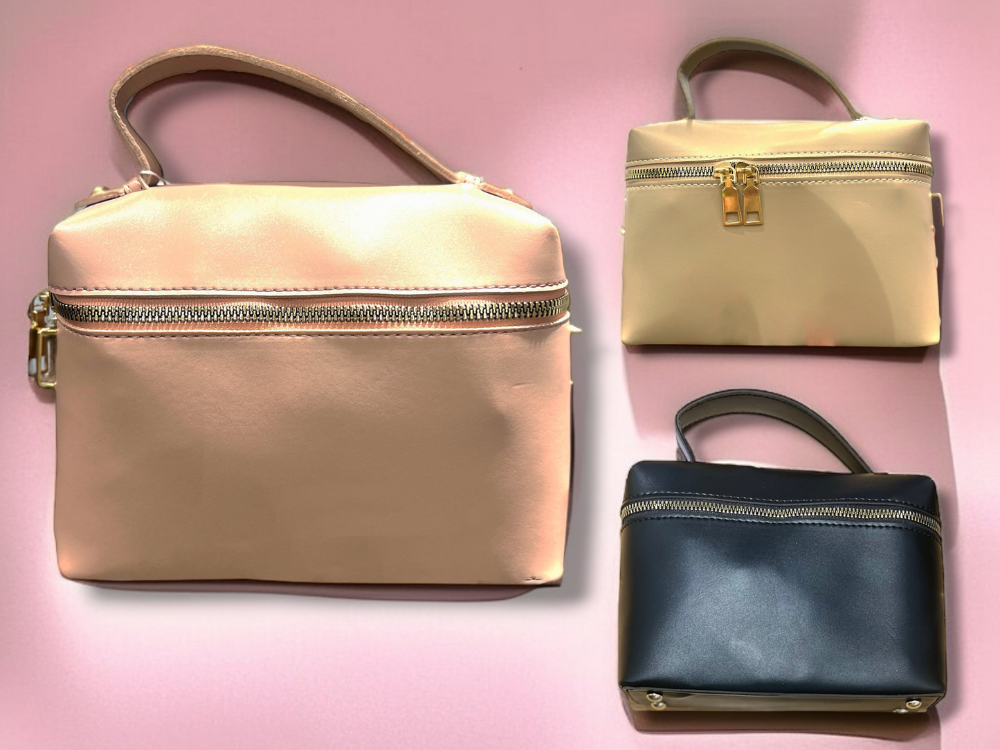 cross bag with stain hand Pink, Biage, Black