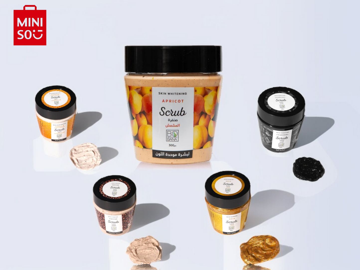BoBana Skin,Charcoal ,Gold,Honey&Collagen,Coffee,Purifying Scrub Charcoal 300g