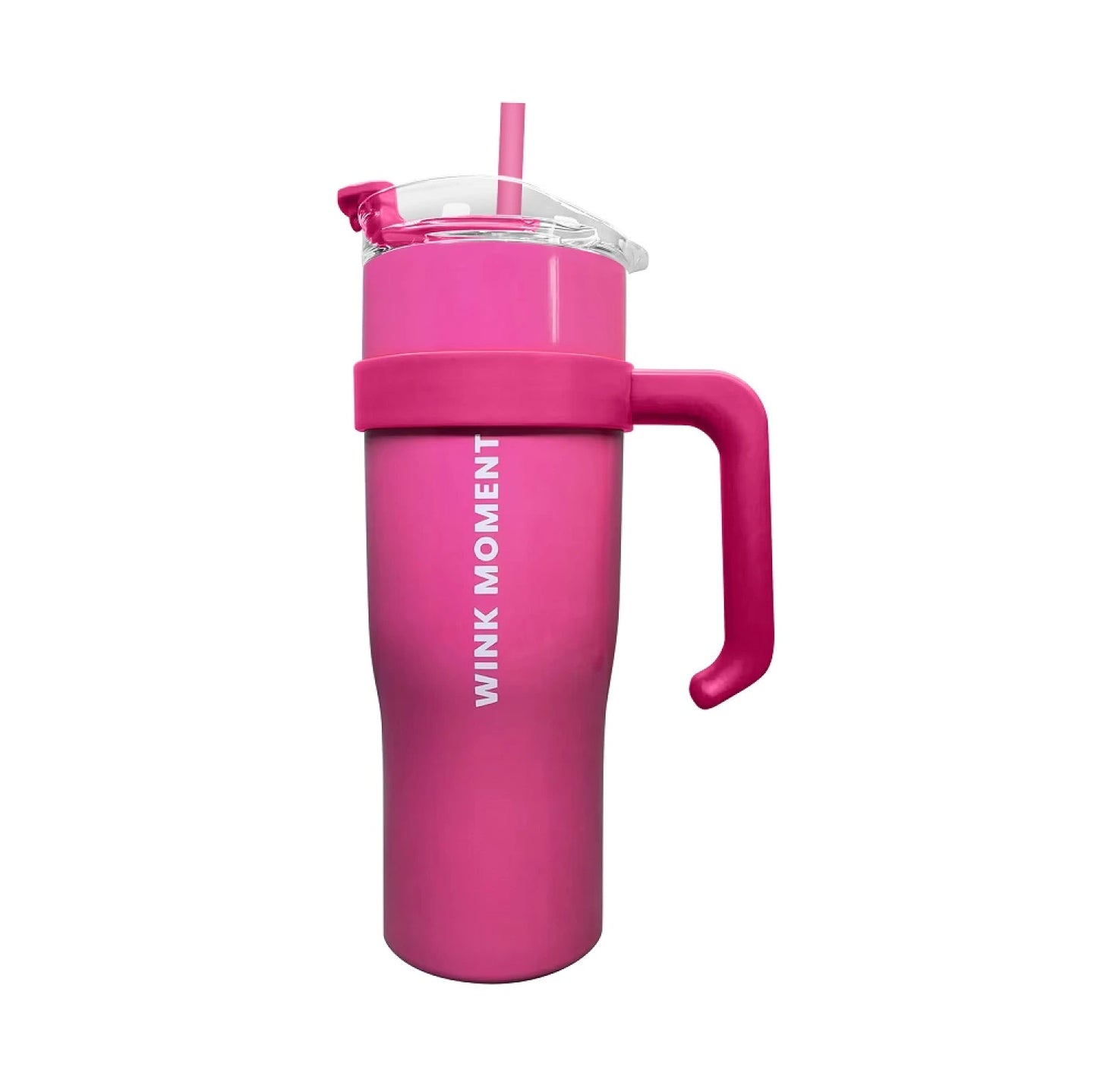 Solid Color Steel Tumbler with Straw (1600mL)(Rose Red)