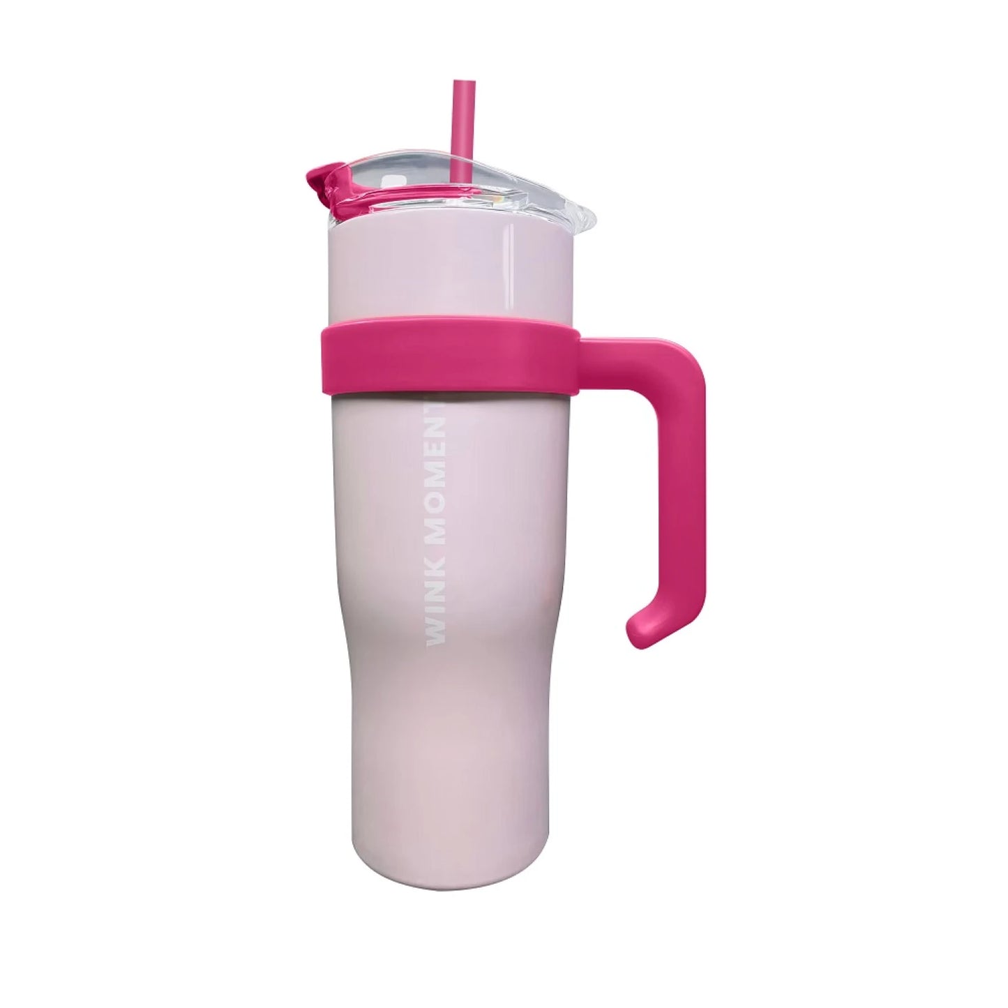 Solid Color Steel Tumbler with Straw (1600mL)(Pink)