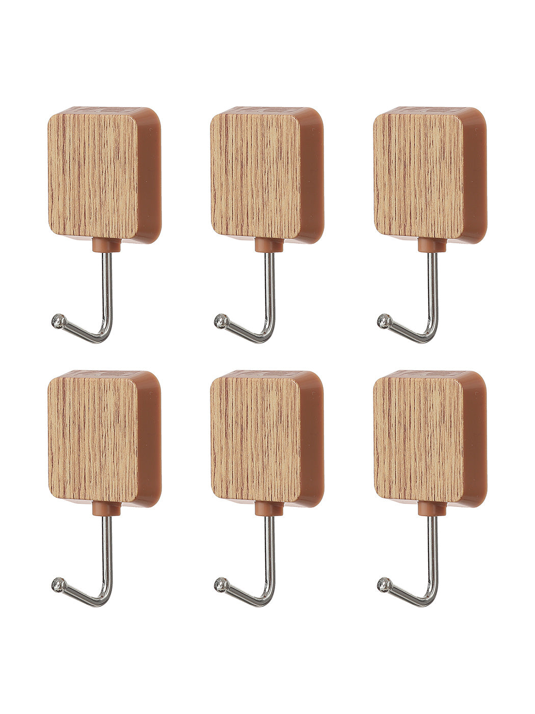 Square Imitation Wood-pattern Hook 6pcs (S)
