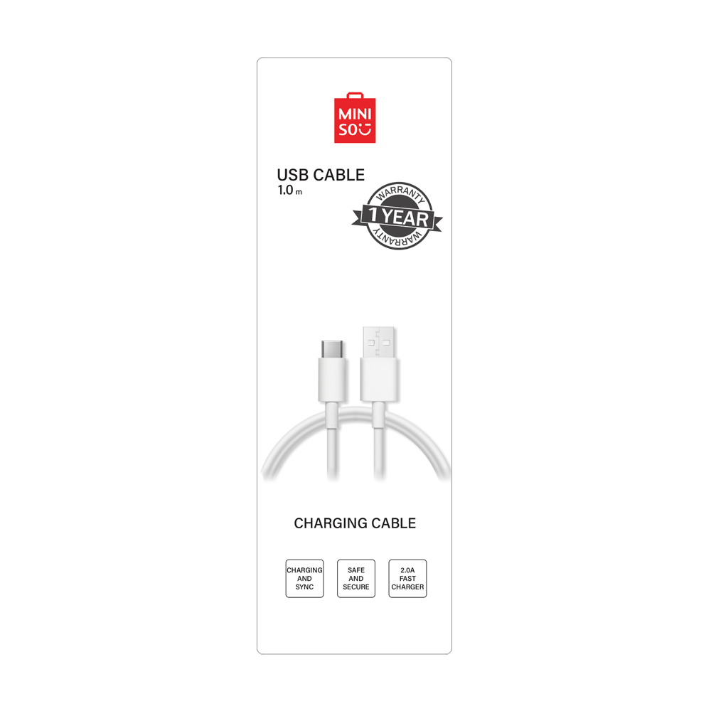 miniso cabel pvc 2 amper tybe c 1 m