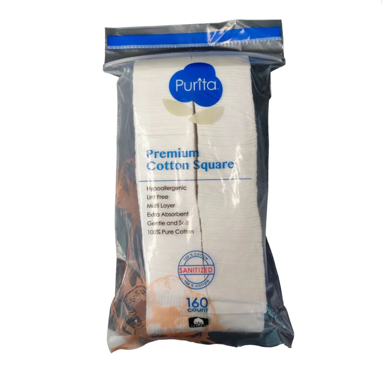 Purita CottonSquare Sanitized 160pcs Double face
