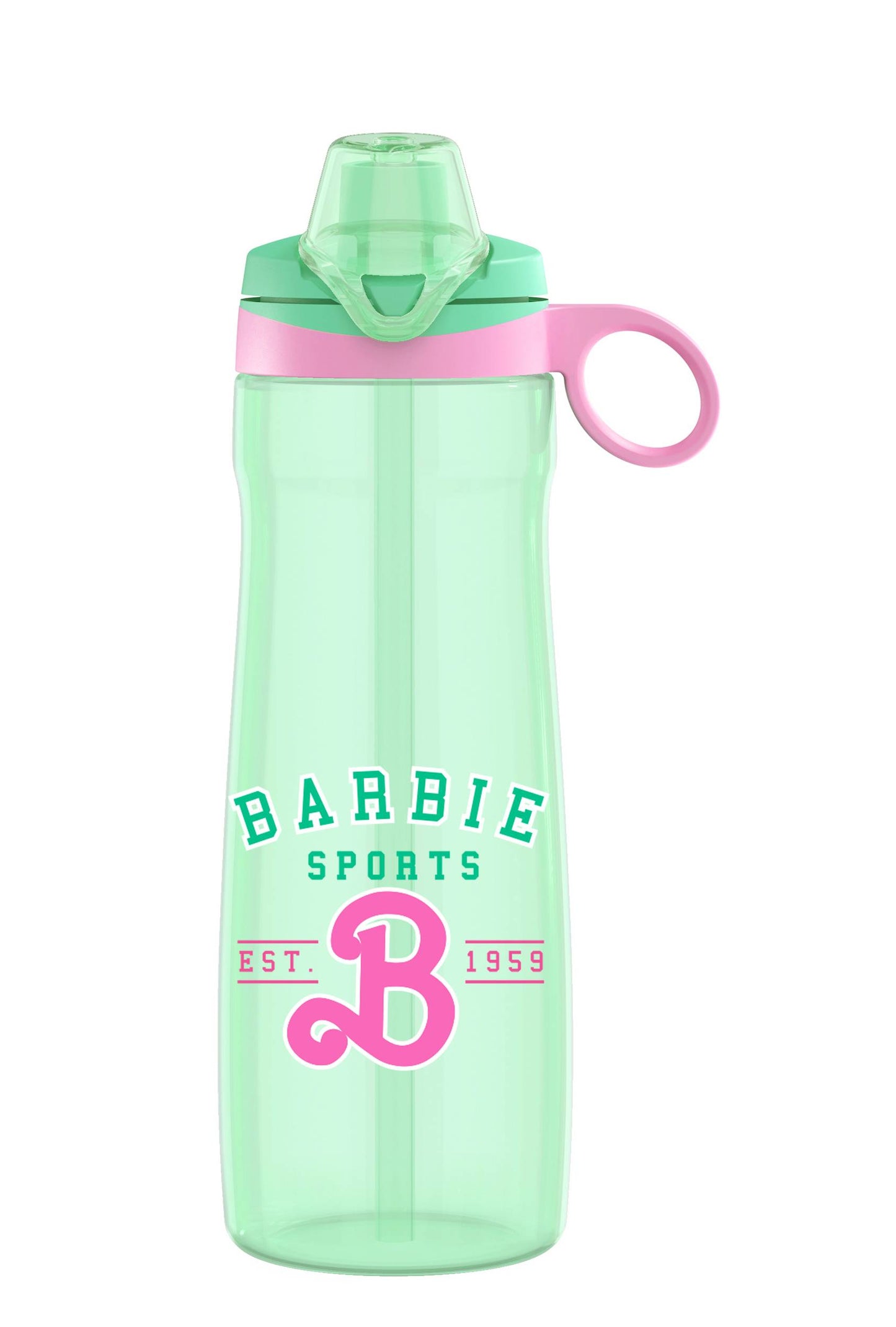 Barbie Collection Plastic Bottle with Handle & Straw 1000mL (Green)