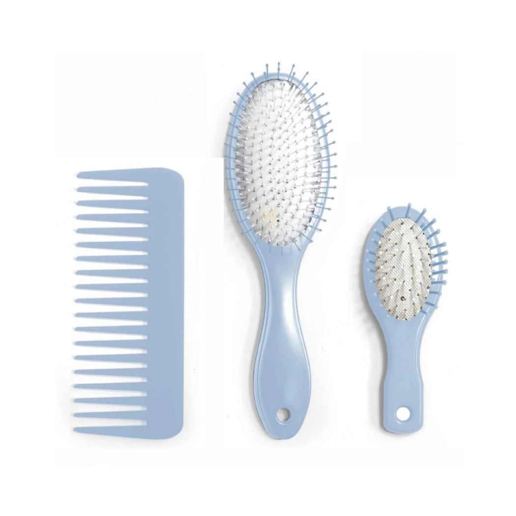 Classic Comfortable Series Cushion Massager Hair Brush & Comb Set (Baby Blue)