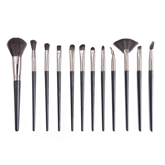 Premium Classic Makeup Brush Set (12 pcs)(Black)