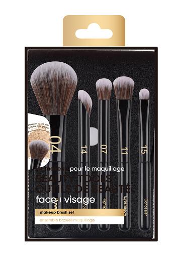 Black Gold Series 5-Piece Makeup Brush Set with Storage Bag