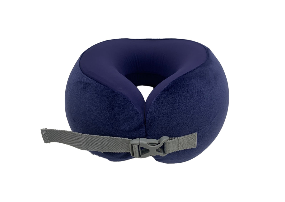 Solid Color Series Adjustable Memory Foam Neck Pillow(Navy Blue)