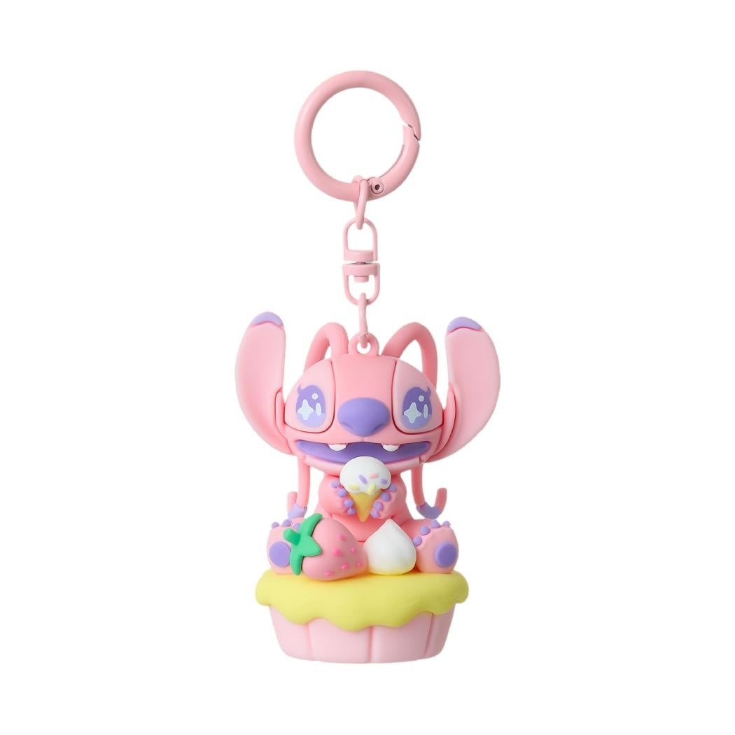 Disney Stitch Dinner Party Collection Strawberry Cupcake Keychain(Angel)