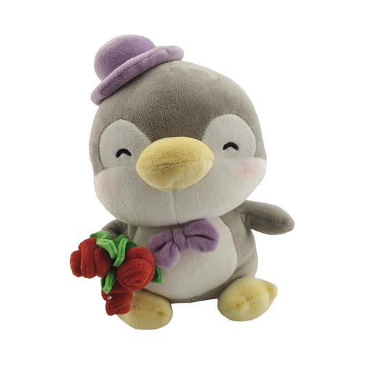Mini Family Flower Grey Penguin Plush Toy 8in