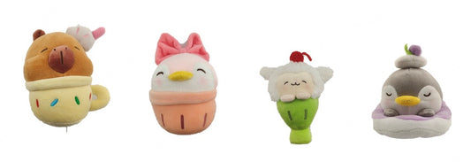 Mini Family - 6in. Dessert Plush Toy (4 Assorted Models: Pink & Gray Penguins, Sheep, Capybara) (PDQ)