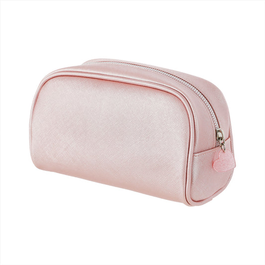 Rectangular Pearlized Pink Cosmetic Bag with Round Edge(Pink)