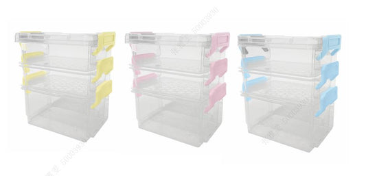 Summer Series 3-Tier Storage Box with Lid-clamping Handles (L)