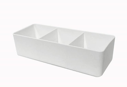 Minimalist Solid Color 3-Compartment Storage Box(White)