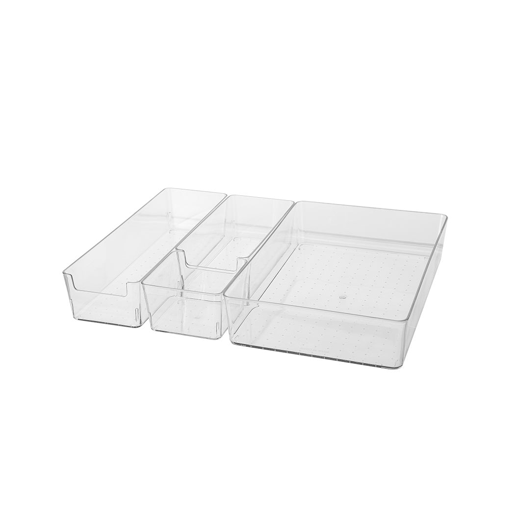 Transparent Storage Bin Set (4-Piece Set)