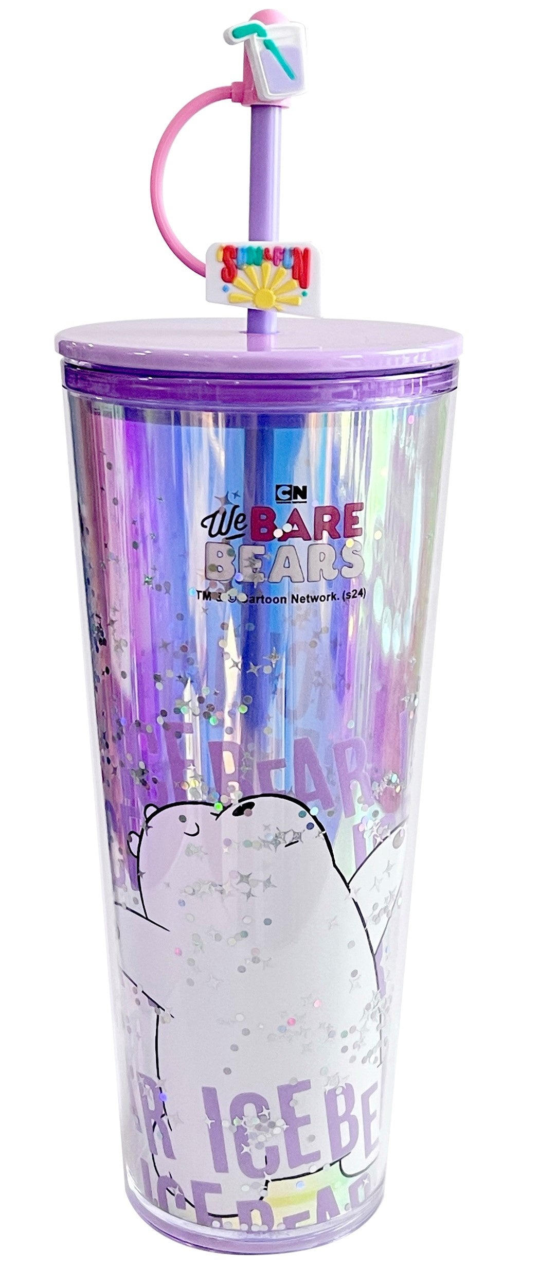 We Bare Bears Seaside Music Festival Double Wall Plastic Tumbler with Straw (800mL) (Ice Bear)